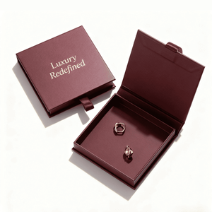 Boîte cadeau magnétique de luxe sur mesure, boîte d'emballage pour boucles d'oreilles de haute qualité avec insert en satin et ruban pour marque haut de gamme - Product Image 2