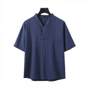 Camisa de Vestir para Hombre, Talla Grande, Cuello en V, Estampado de Puntos Tie-Dye, Poliéster y Algodón Popelín, Manga Corta - Product Image 4