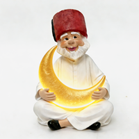 Décorations en résine, statues islamiques musulmanes, étoiles et lunes lumineuses, petites figurines du Ramadan