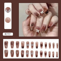 24 Pièces Ongles à Coller de Haute Qualité avec Gel, Faux Ongles Marque Privée, Ongles Acryliques Personnalisés Couverture Complète, Vente en Gros