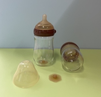 Biberon anti-colique pour nouveau-né sans BPA à fond large en verre imprimé en silicone avec capuchon 0-12 mois