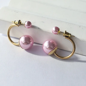 Trendy 16K Gold Plated 304 Stainless Steel High End C Shaped <b>Pearl</b> <b>Earrings</b> Hoop Style Waterproof And Non Fading For Women - Product Image 5