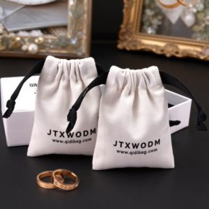 Pochette en coton et lin personnalisée pour cosmétiques, bijoux, cadeaux, avec cordon de serrage - Product Image 2