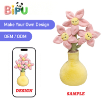 Pabrik OEM Mainan Boneka Grosir Boneka Bunga Matahari Tersenyum Lucu Desain Pot Bunga Isi Kapas Boneka Pot Bunga