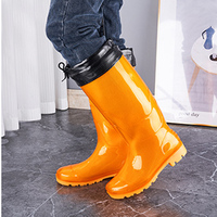 Bottes de pluie multifonctionnelles orange sans doublure, hautes jusqu'au genou, à séchage rapide, en PVC, jaunes, pour la pêche et le jardin, pour homme et femme
