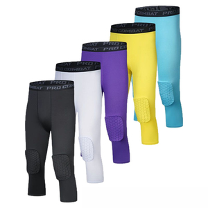 Pantalones de compresión deportivos para hombre de alta calidad al por mayor, de secado rápido, con almohadilla protectora de EVA y diseño de panal en la rodilla - Product Image 5