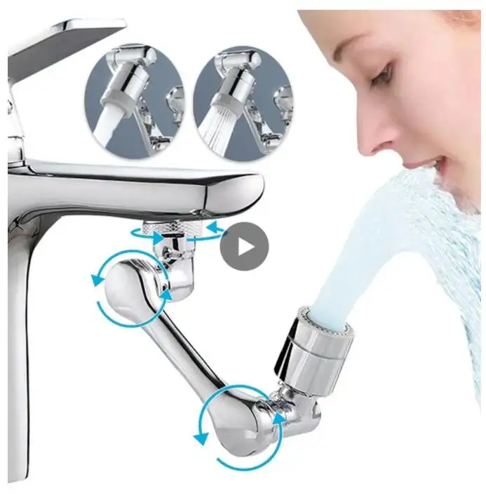 1440 phổ Xoay vòi phun Đầu Kép nước thải chậu rửa nhà bếp Robot cánh tay mở rộng vòi Aerator Bubbler vòi phun