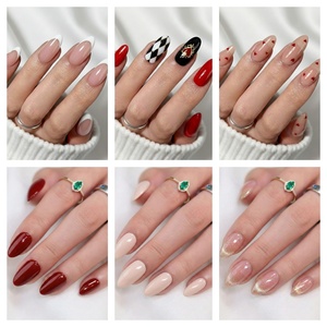 Faux ongles vintage <span class=keywords><strong>marron</strong></span> et nude à motifs floraux, courts, carrés et brillants pour le printemps et la <span class=keywords><strong>manucure</strong></span> quotidienne - Product Image 6