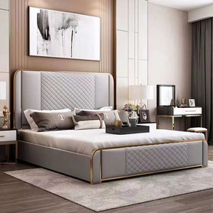 Lit double en cuir de luxe léger, design artistique, taille <span class=keywords><strong>King</strong></span>/Queen, mobilier moderne pour chambre à coucher, Guangdong Italie 2020 - Product Image 3