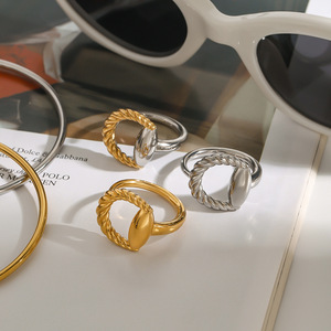 Stainless Steel Threaded Horseshoe Buckle <b>Open</b> <b>Ring</b> Unisex Fashion Jewelry Gift - Product Image 3