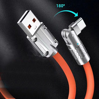 180 cordon de fil de charge Ultra rapide rotatif 120W 6A câble de date de chargeur USB en Silicone pour téléphone Type C Charge USB C