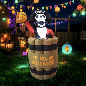 5FT Inflatables Décoration Fête En Plein Air Jardin <span class=keywords><strong>Halloween</strong></span> Pirate Gonflable avec Baril De Bière - Product Image 6