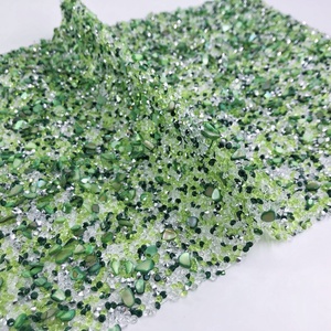 Đẹp <span class=keywords><strong>Sequin</strong></span> Kim Cương vải Nhà cung cấp tinh thể màu xanh lá cây lớn kim cương hạt vải - Product Image 5