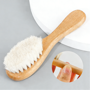 Spazzola Professionale per Barba e Capelli da Uomo, Strumento per la Pulizia del Viso e del <span class=keywords><strong>Collo</strong></span>, con Setole Morbide in Lana e Manico in Legno, per Barbiere e Uso Commerciale - Product Image 2