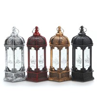 Ramadan Lanterne Décorations Noir Château Lune Motif Ramadan Lanterne pour Décorations De Table Cadeaux Décor À La Maison Lumières Lanterne