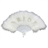 Éventail de mariée style vintage BSBH, éventails en plumes de marabout blanches pour mariage, mariée, enterrement de vie de jeune fille, éventail en plumes de perle