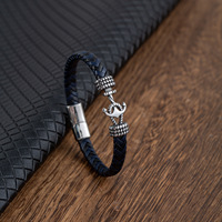 Bracelet en cuir d'ancre rétro de luxe pour hommes mode fermoir en acier inoxydable charme Bracelets en cuir véritable