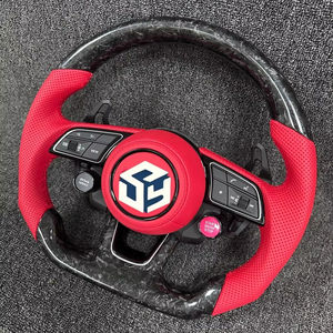 พวงมาลัยคาร์บอนไฟเบอร์ออกแบบพิเศษสำหรับ <span class=keywords><strong>Audi</strong></span> <span class=keywords><strong>RS</strong></span> A3 A4 A5 A6 C7 B8 R8 S3 S4 S5 <span class=keywords><strong>Q3</strong></span> Q5 Q7 A7 S7 TT RS3 RS5 RS6 RS7 B9 - Product Image 1