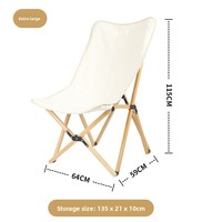 Chaise papillon à dossier haut en bois massif, portable, pour extérieur, jardin, patio, plage, pique-nique, voyage, pliable, camping, pêche