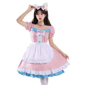 Costume de demoiselle d'honneur, robe rose et bleue avec nœud pour cosplay, jeu de rôle anime - Product Image 1