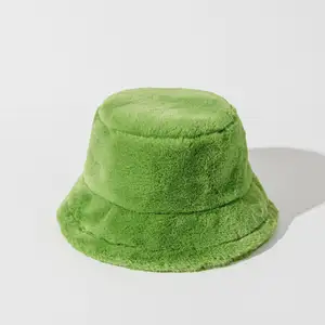 Faux Fur Bucket Hat para Mulheres Inverno Quente Plush Fully Fisherman Cap