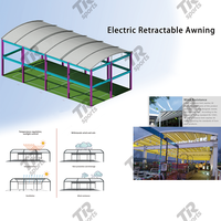 Structure de toit rétractable électrique pour terrain de padel, type mobile