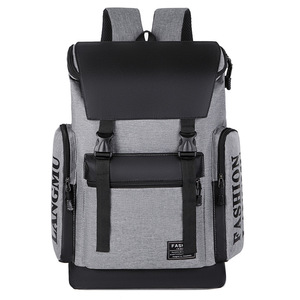 Langmu Fashion <b>Backpack</b> <b>Large</b> Capacity 16-Inch Laptop Bag For Men College Students Travel School Use Gray Black - Product Image 1