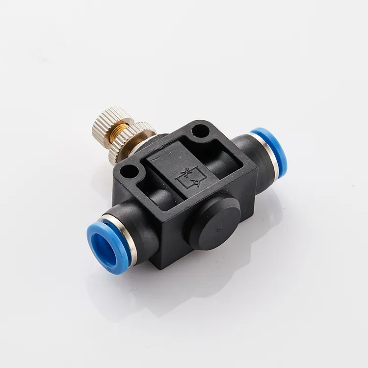 SU series pneumatic one touch union straight air flow controller speed control valve with push-to-connect fittings