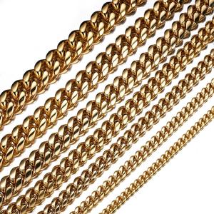 क्यूबन लिंक 18k गोल्ड प्लेटेड चेन हाइप स्टेनलेस स्टील हार 6-18 मिमी - Product Image 2