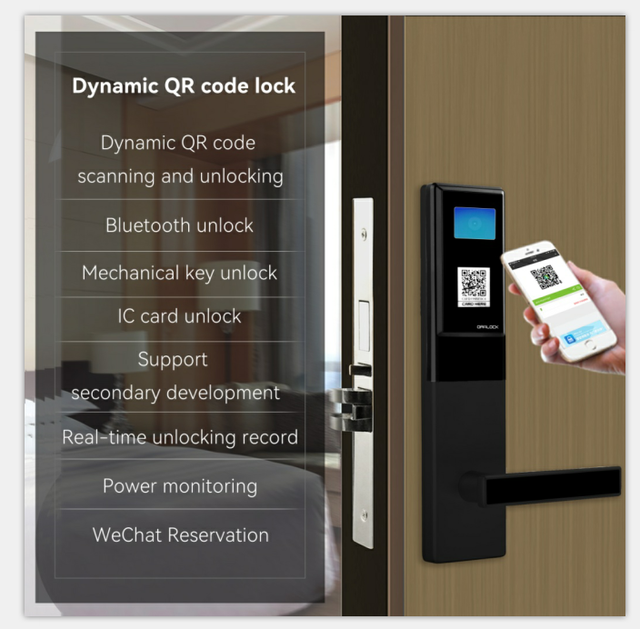 QR Self-check Hotels and Schools Electronic Key Less Digital QR Code Smart Door Lock with QR SDK