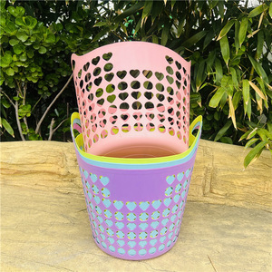 Heart Shaped Laundry <b>Basket</b> Round <b>Stackable</b> Storage <b>Basket</b> For Bathroom Clothing Organizer - Product Image 4