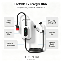 Cenwell 3.5kW/7kW/11kW/22kW 16A/32A Chargeur portable Type 1/Type 2/GBT, avec WiFi OCPP IP65, câble de 5 m pour véhicule électrique