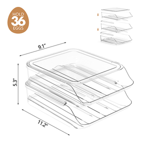 เครื่องจ่ายไข่อัตโนมัติ2ชั้นปราศจากสาร BPA ถาดใส่ไข่ในห้องครัวที่ทันสมัยภาชนะใส่ไข่หมุนได้ประหยัดพื้นที่ตู้เย็นอาหาร - Product Image 2