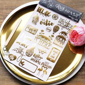 Adesivi Decorativi Impermeabili per Scrapbooking e Diari, Stampa UV con Lamina d'Oro, Adesivi in Vinile con Stampa Dorata - Product Image 4