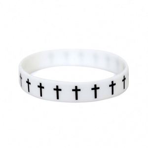 สายรัดข้อมือซิลิโคนลายกากบาทสำหรับความเชื่อทางศาสนา งานอีเว้นท์ งานปาร์ตี้ กำไลยาง  โลโก้แบบกำหนดเอง ข้อมูล - Product Image 3