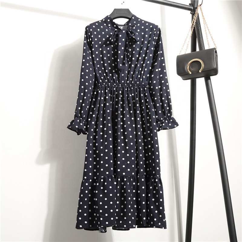Proveedor de China manga arco verano Falda Midi coreano vestido Vintage estampado Casual Fal llevar damas