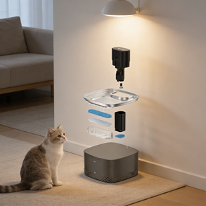 Distributore d'Acqua Automatico per Gatti in Acciaio Inox e Plastica, Capacità 2L, Grado 304, 3 Modalità, Silenzioso 25dB, Ecologico, Multi-Filtro - Product Image 2