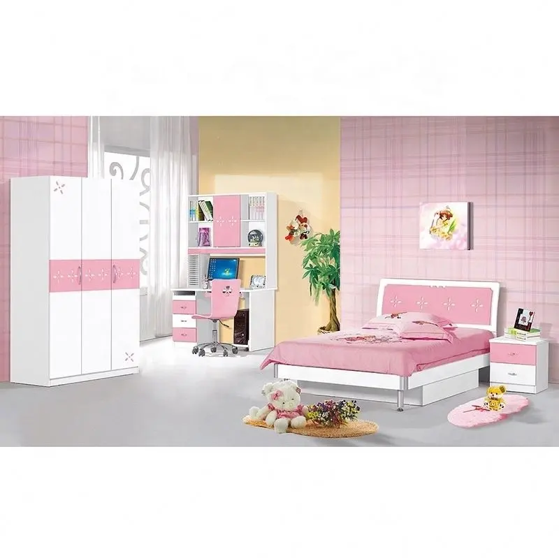 Современные детские розовые комплекты постельного белья принцессы комплект детской мебели с высоким блеском мебель для спальни для девочек распродажа
