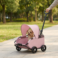 Poussette pliable légère en acier au carbone pour animaux de compagnie, chariot pour chien et chat avec auvent, quatre roues, toutes saisons, transporteur de voyage extérieur avec fermeture éclair