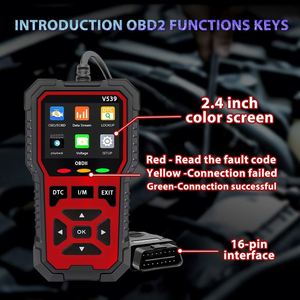 V539 OBD2 tarayıcı yükseltilmiş USB Powered araba arıza kodu okuyucu için OBD II protokolü araçlar beri 1996 elektrik güç - Product Image 2