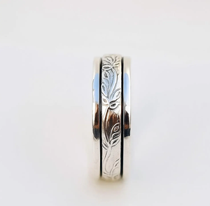 Hammered Sterling Silver <b>Spinner</b> <b>Ring</b> Rustic Fidget Anxiety Band Handmade Solid Rotating Meditation <b>Ring</b> Comfort Fit - Product Image 3