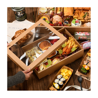 Récipients alimentaires à emporter avec fenêtre Boîte à emporter en papier kraft brun jetable Conteneur à emporter à emporter Kraft Déjeuner Repas Boîtes alimentaires