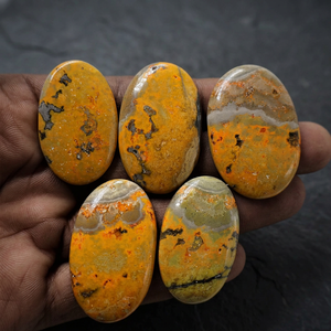 Wholesale Natural Bumblebee Jasper Cabochon Loose Gemstones Flatback for Jewelry Making Macrame Pendant MAHNAJGEMS - Product Image 4