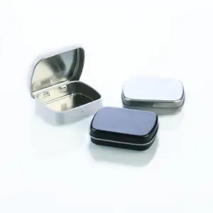 Kit de petits conteneurs de stockage portables, Mini boîte en étain à charnière en métal avec couvercle, vente en gros
