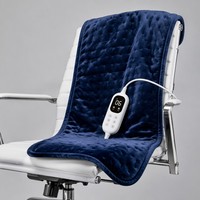 Almohadilla Eléctrica de Franela Azul Marino Personalizada OEM, 30x60cm, Controlador LED Digital, 6 Niveles de Calor, Protección de Seguridad Contra Sobrecalentamiento