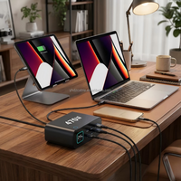 Chargeur intelligent GaN de bureau 470W avec QC3.0 PD 4 ports Type-C et 2 ports USB, écran TFT en direct pour MacBook, téléphones, écouteurs et plus