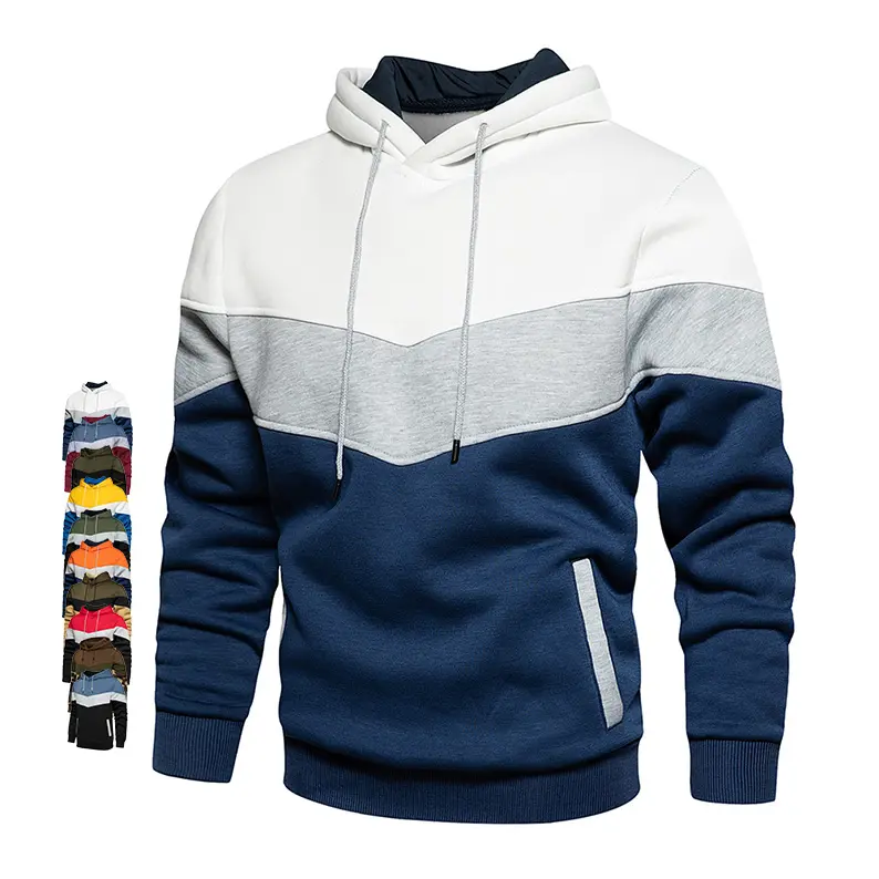 Custom Stitching Color Block Printed Hoodie Suit Slim Fit Men's Sports Shirt Jogging Sportswear Custom Hoodies Men's Sweatshirt