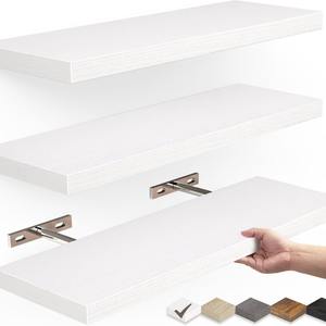 Art Déco Bois Artisanat <span class=keywords><strong>Cuisine</strong></span> Salle de Bain Support Suspendu Étagère <span class=keywords><strong>Murale</strong></span> Clapboard pour Rangement de Livres - Product Image 4