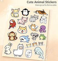 Autocollants personnalisés mignons d'animaux de dessin animé, imperméables, à forte adhérence, découpés, vente en gros, décoratifs pour ordinateur portable, vente en gros pour cadeaux d'enfants