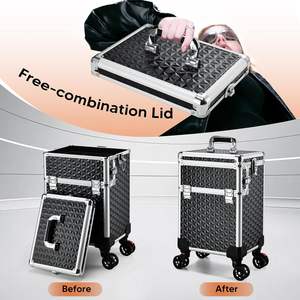 Maletín de Maquillaje Profesional <span class=keywords><strong>con</strong></span> Ruedas, Maletín de Maquillaje 3 en 1, Maletín de Cosmetología - Product Image 2